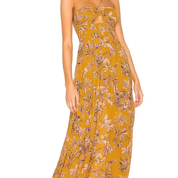 Free People One Step Ahead Mustard Floral Maxi Dress - Picture 4 of 7